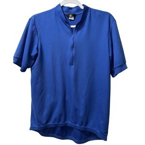 Canari Cycling Jersey Mens‎ Large Blue Short Sleeve 1/4 Zip Pockets Lightweight